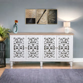 Kraft Bazaar Jodhpur Sideboard White with Burned Edges 172x40x90Cm